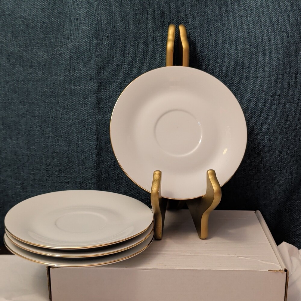 Set of 4 Sea Gull Fine China Saucers 6" | Jian Shang Gold Trim | Replacement - Picture 13 of 16